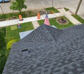 Aerial view of roof installation by AllPoint Construction
