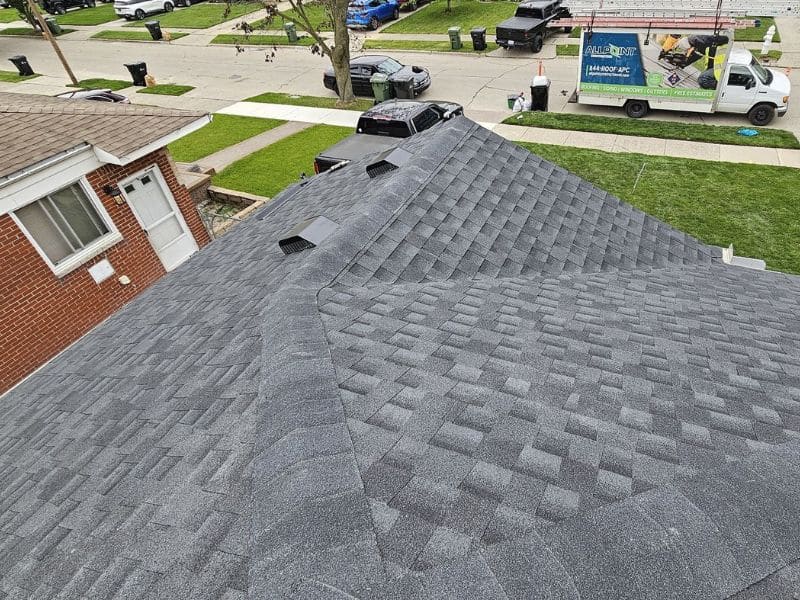 New upgraded shingle roof installed by AllPoint Construction in Allen Park